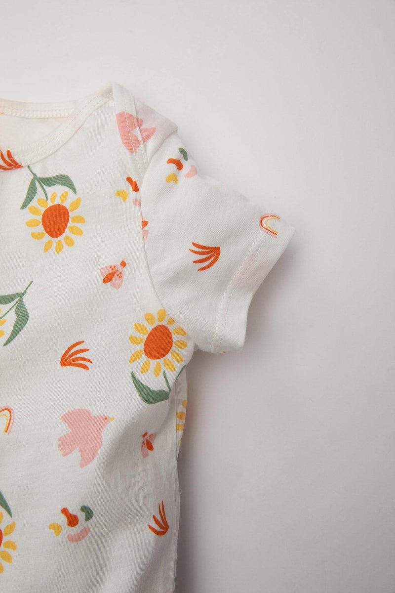 DeFacto Beige BabyGirl Baby Girl Newborn Floral Cotton Jumpsuit Casual - Image 3